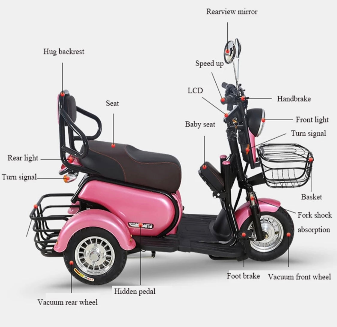 Swan - 3 Wheel Electric w/Baskets – Scooter Home Equipment Store
