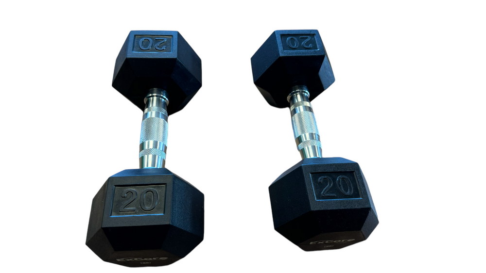 ExCore Fitness Rubber Coated Hex Dumbbells 5lbs - 130lbs