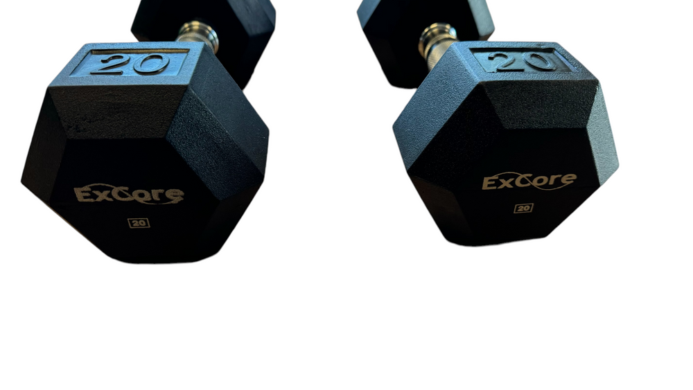 ExCore Fitness Rubber Coated Hex Dumbbells 5lbs - 130lbs