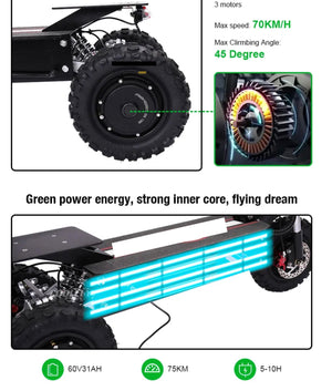 New! Stealth - XR3L Three Wheel Electric Scooter w/Seat & Trunk