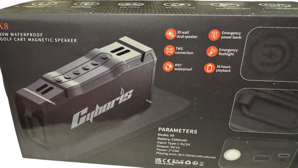 Cyboris Bluetooth XS - 30W Waterproof Magnetic Speaker with Bike Mount