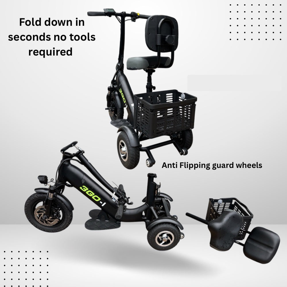 Stealth 3GO-1  Electric Tricycle 10”/12" Rear/Front Wheels