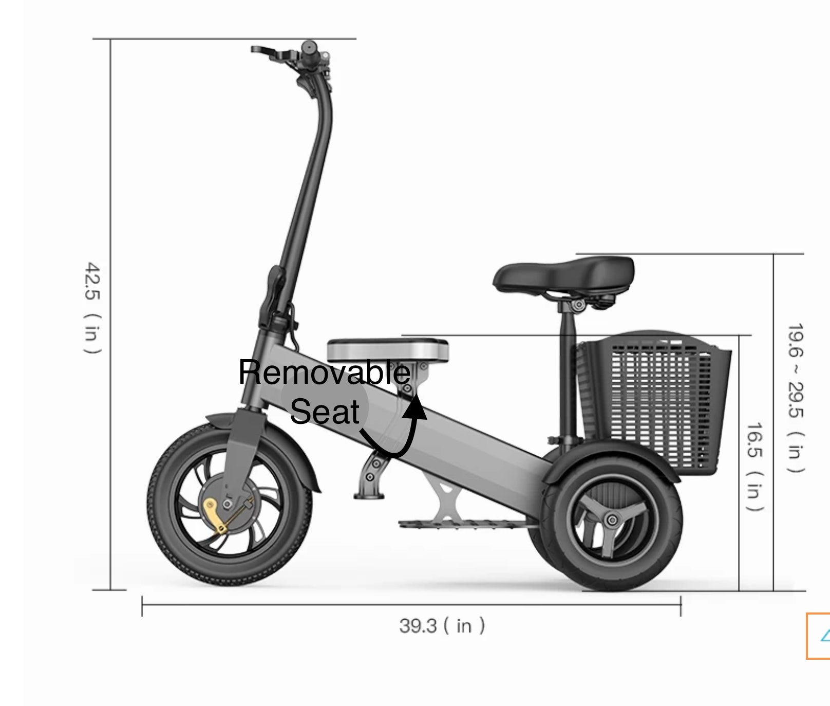 3 Wheel 12" Wheel Electric Tricycle 3GO-1